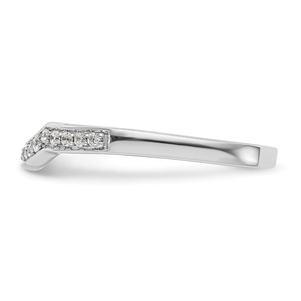 14k White Gold 1/10 carat Diamond Contoured Complete Wedding Band