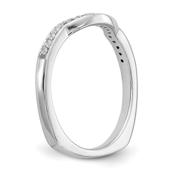 14k White Gold 1/10 carat Diamond Contoured Complete Wedding Band
