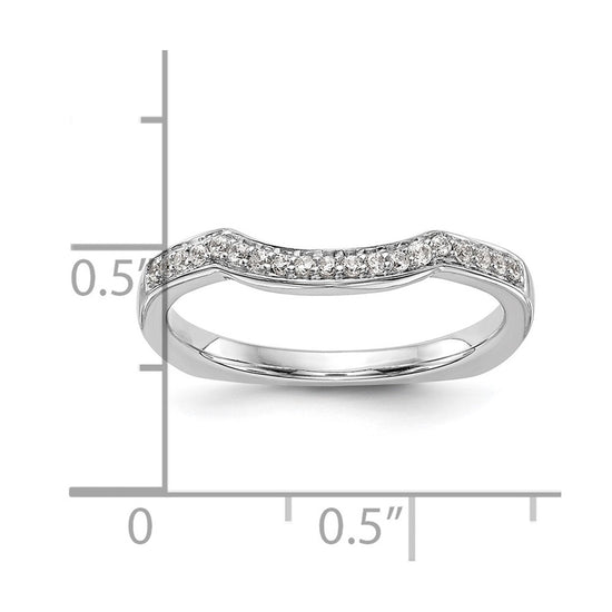 14k White Gold 1/10 carat Diamond Contoured Complete Wedding Band