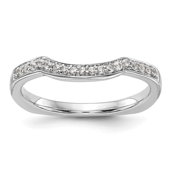 14k White Gold 1/10 carat Diamond Contoured Complete Wedding Band