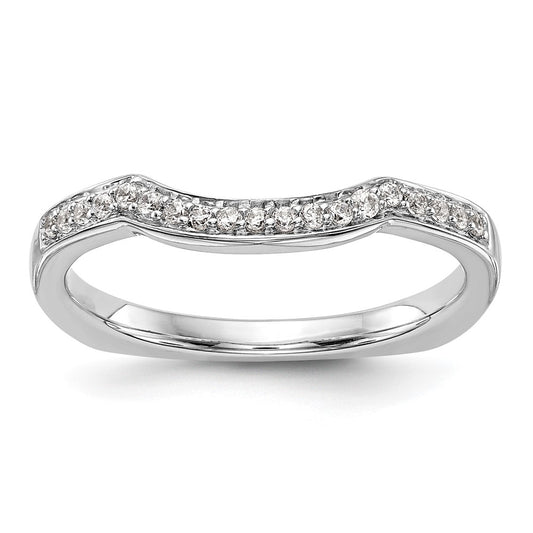 14k White Gold 1/10 carat Diamond Contoured Complete Wedding Band