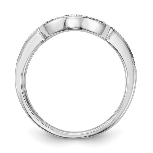 14k White Gold 1/8 carat Diamond Contoured Complete Wedding Band