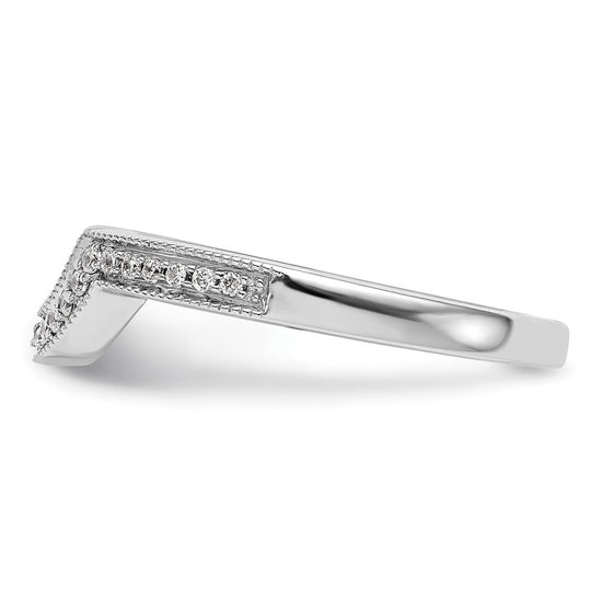 14k White Gold 1/8 carat Diamond Contoured Complete Wedding Band