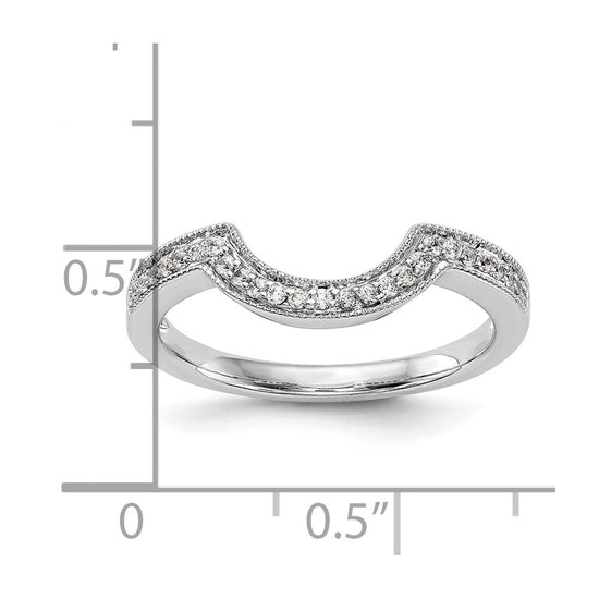 14k White Gold 1/8 carat Diamond Contoured Complete Wedding Band