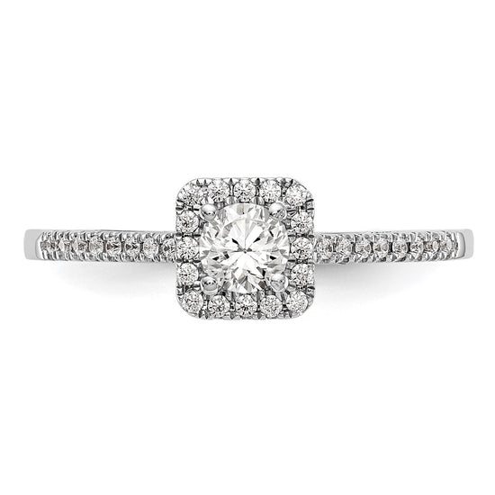 14K White Gold Halo Plus (Holds 1/4 carat (4.00mm) Round Center) 1/8 carat Diamond Semi-Mount Engagement Ring