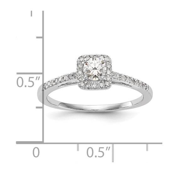 14K White Gold Halo Plus (Holds 1/4 carat (4.00mm) Round Center) 1/8 carat Diamond Semi-Mount Engagement Ring