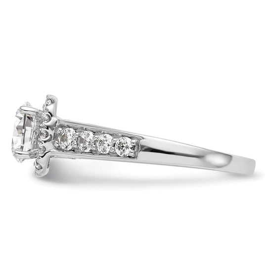 14k White Gold Halo Plus Peg Set 1/2 carat Diamond Semi-Mount Engagement Ring