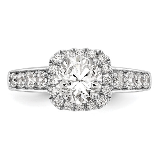 14k White Gold Halo Plus Peg Set 1/2 carat Diamond Semi-Mount Engagement Ring