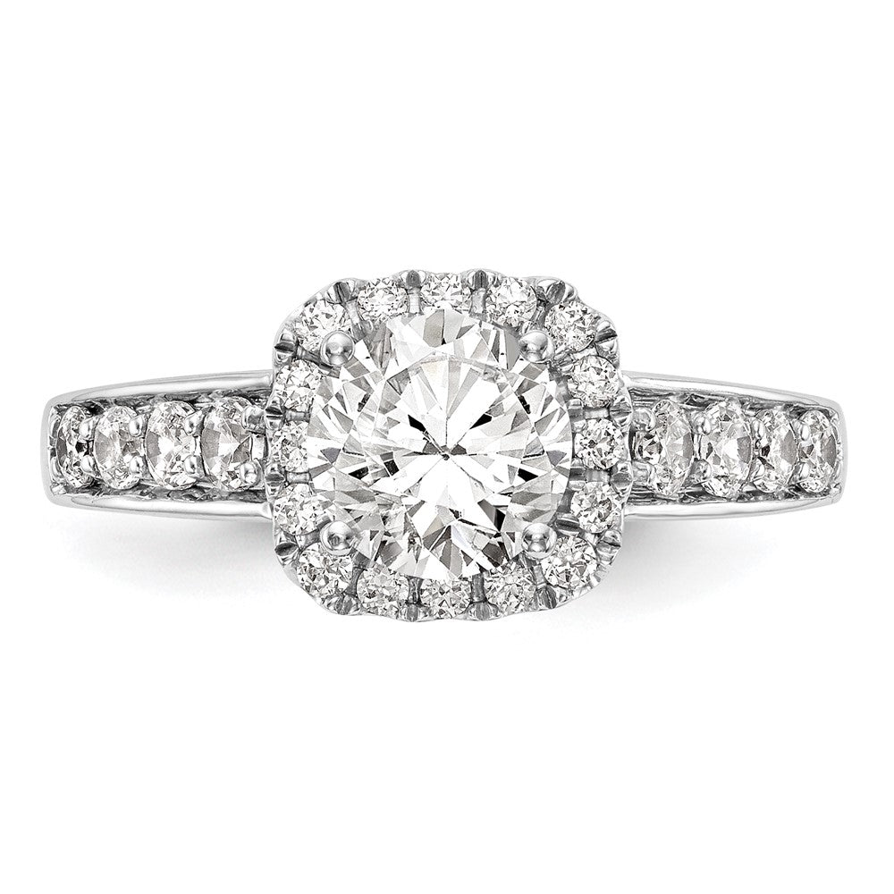 14k White Gold Halo Plus Peg Set 1/2 carat Diamond Semi-Mount Engagement Ring