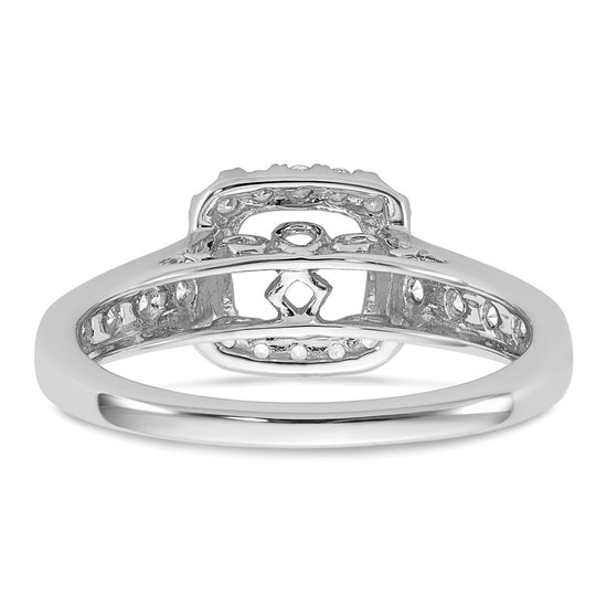 14k White Gold Halo Plus Peg Set 1/2 carat Diamond Semi-Mount Engagement Ring