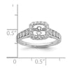 14k White Gold Halo Plus Peg Set 1/2 carat Diamond Semi-Mount Engagement Ring