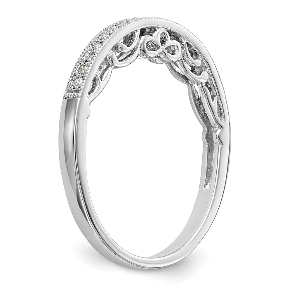 14K White Gold 1/10 carat Diamond Complete Wedding Band