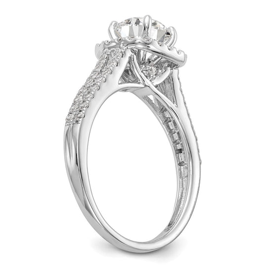 14k White Gold Halo Plus Peg Set 1/2 carat Diamond Semi-Mount Engagement Ring