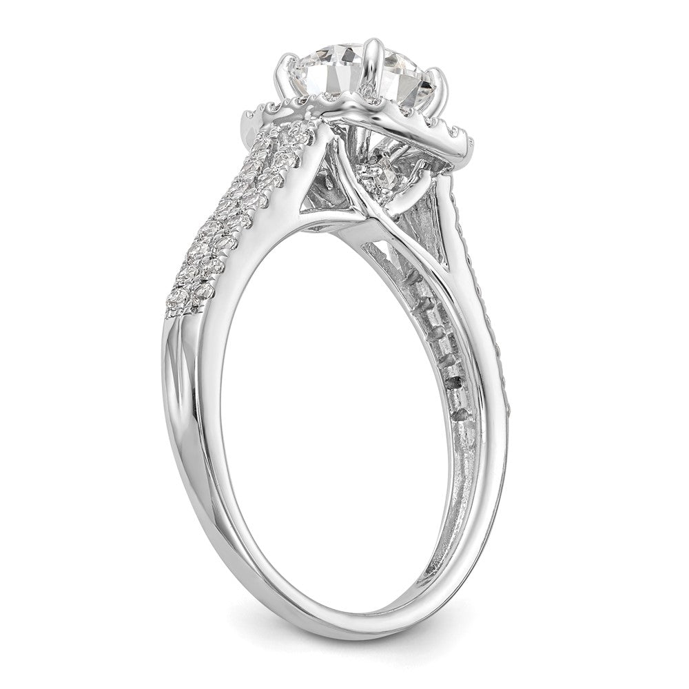 14k White Gold Halo Plus Peg Set 1/2 carat Diamond Semi-Mount Engagement Ring