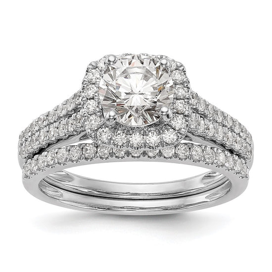 14k White Gold Halo Plus Peg Set 1/2 carat Diamond Semi-Mount Engagement Ring