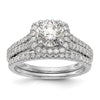 14k White Gold Halo Plus Peg Set 1/2 carat Diamond Semi-Mount Engagement Ring