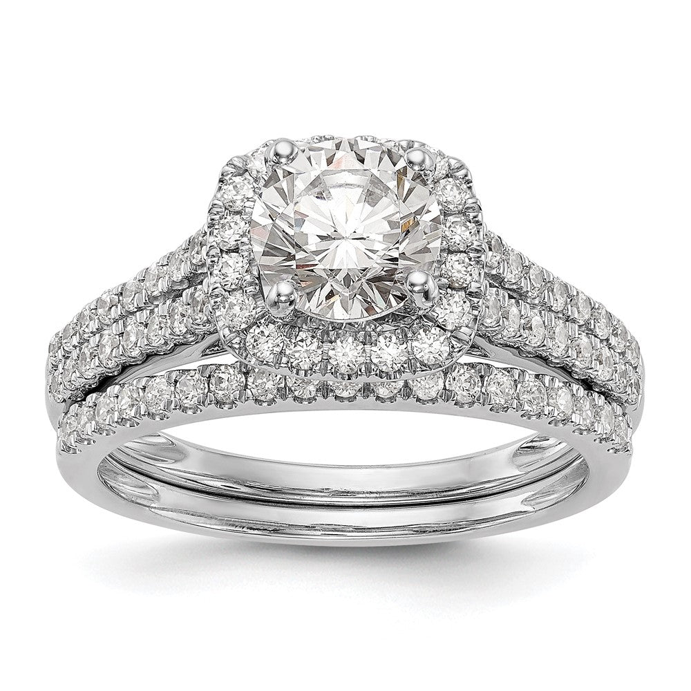 14k White Gold Halo Plus Peg Set 1/2 carat Diamond Semi-Mount Engagement Ring