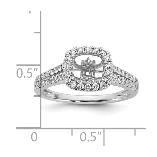 14k White Gold Halo Plus Peg Set 1/2 carat Diamond Semi-Mount Engagement Ring