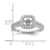 14k White Gold Halo Plus Peg Set 1/2 carat Diamond Semi-Mount Engagement Ring
