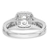 14K White Gold Halo Plus (Holds 1 carat (6.5mm) Round Center) 1/2 carat Diamond Semi-Mount Engagement Ring