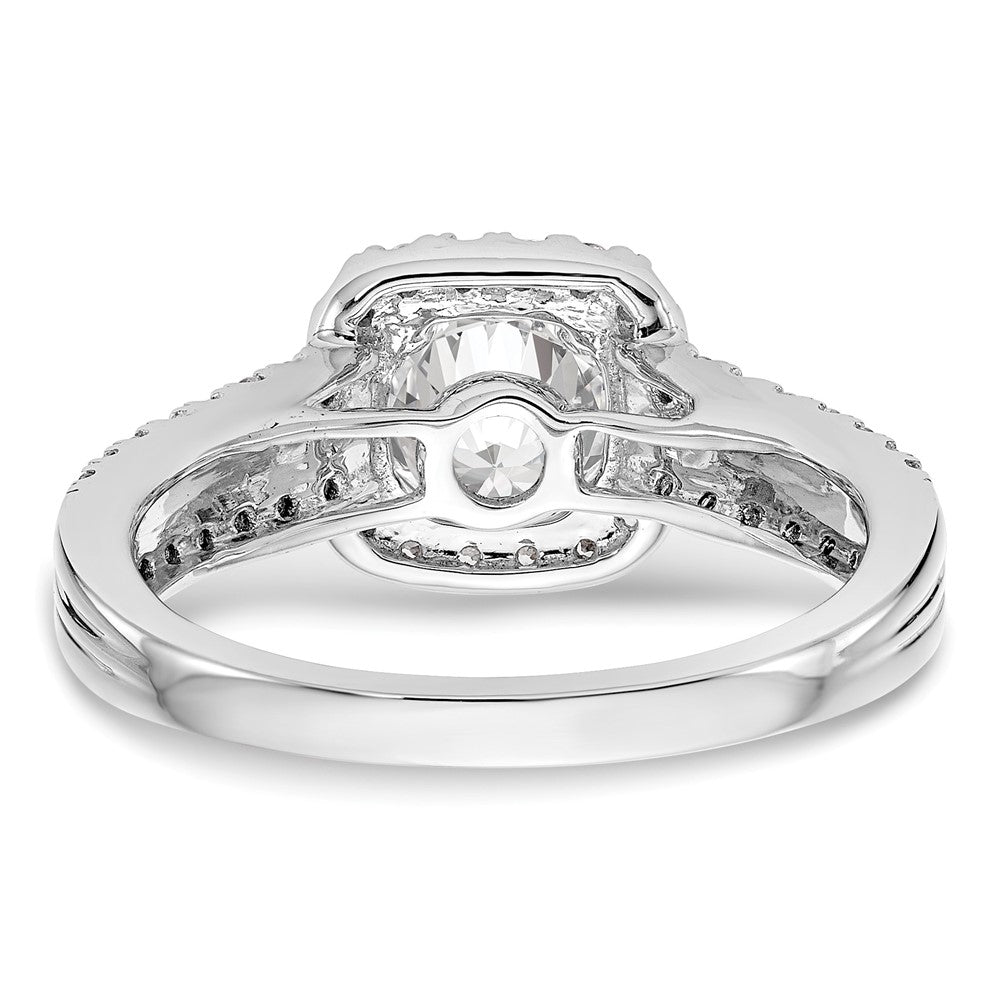 14K White Gold Halo Plus (Holds 1 carat (6.5mm) Round Center) 1/2 carat Diamond Semi-Mount Engagement Ring