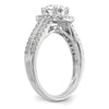 14K White Gold Halo Plus (Holds 1 carat (6.5mm) Round Center) 1/2 carat Diamond Semi-Mount Engagement Ring