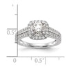 14K White Gold Halo Plus (Holds 1 carat (6.5mm) Round Center) 1/2 carat Diamond Semi-Mount Engagement Ring