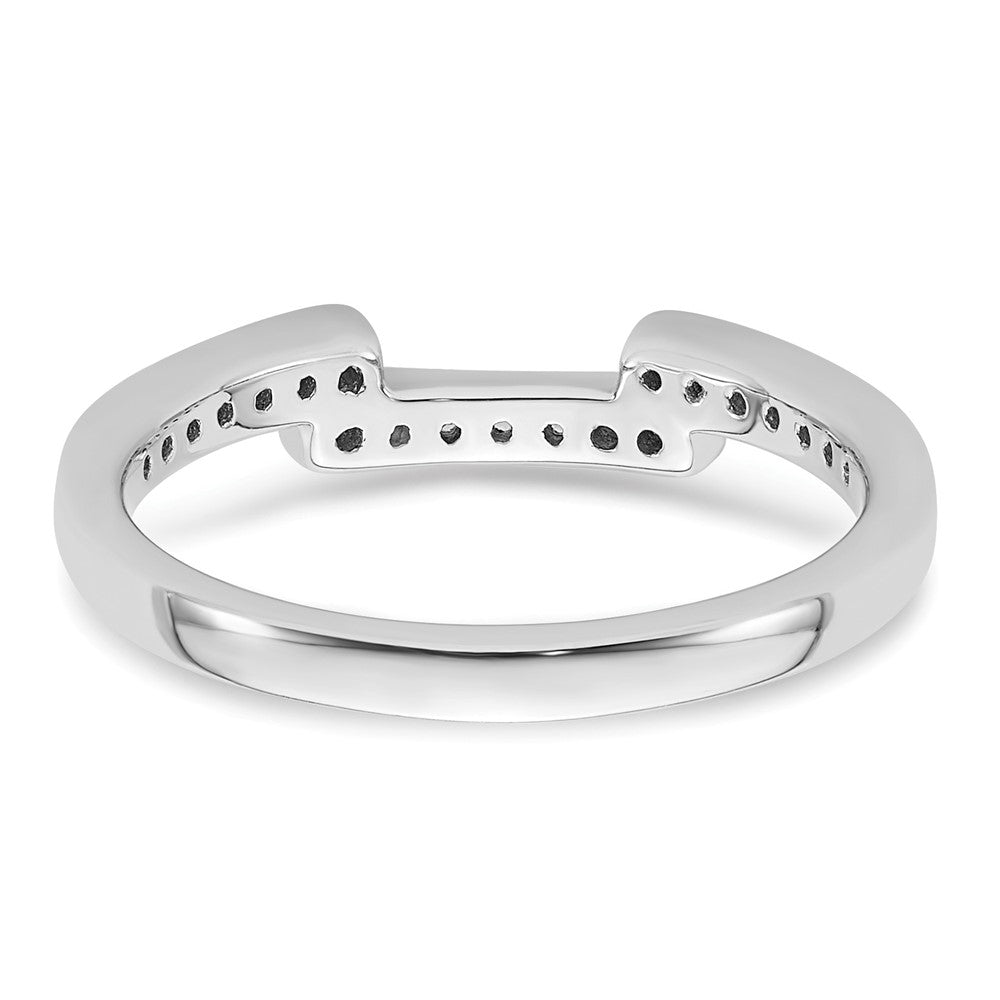 14K White Gold 1/8 carat Diamond Contoured Complete Wedding Band