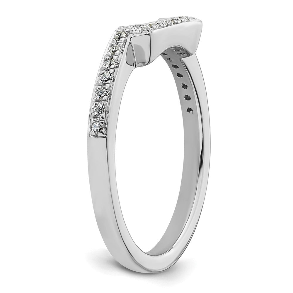14K White Gold 1/8 carat Diamond Contoured Complete Wedding Band