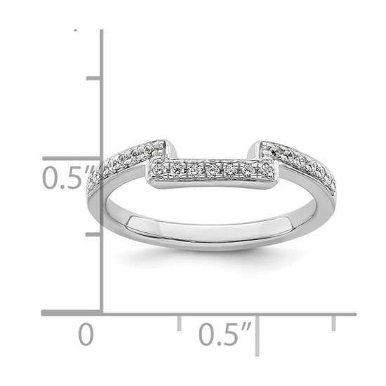 14K White Gold 1/8 carat Diamond Contoured Complete Wedding Band