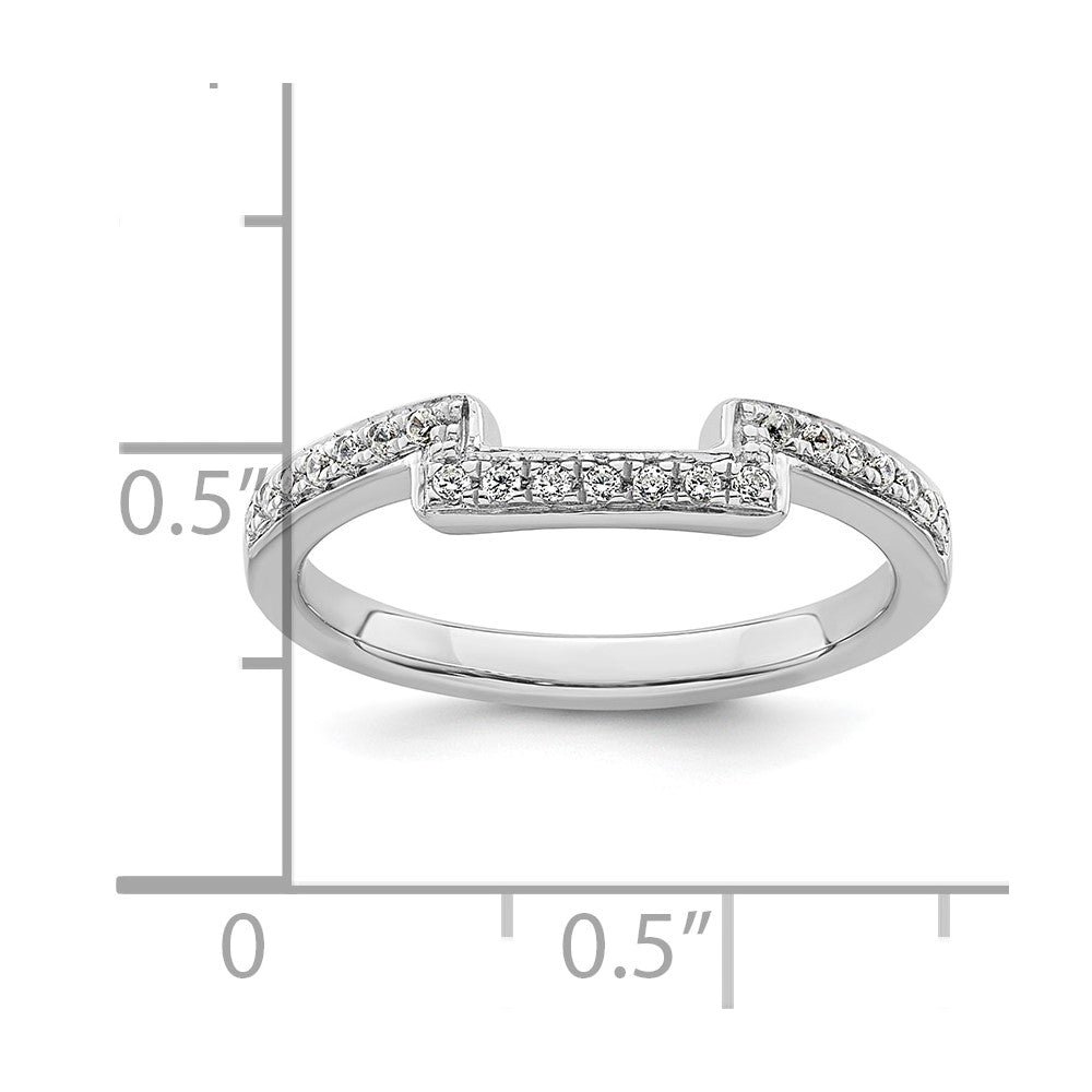 14K White Gold 1/8 carat Diamond Contoured Complete Wedding Band