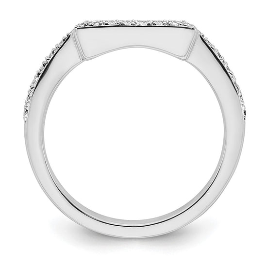 14K White Gold 1/6 carat Diamond Contoured Complete Wedding Band