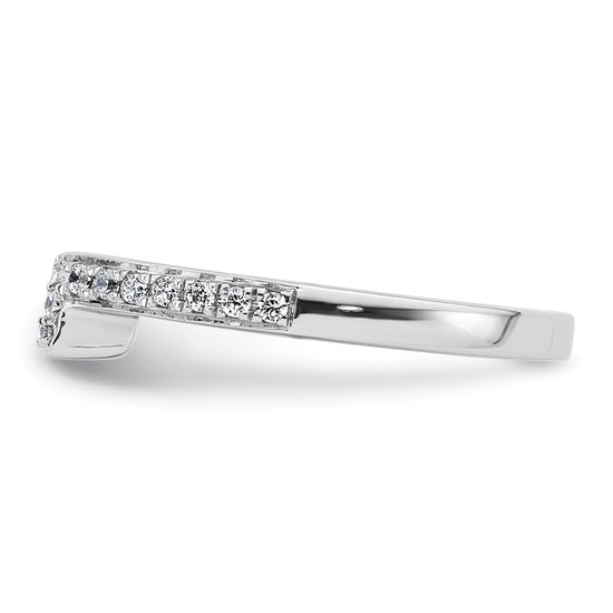 14K White Gold 1/6 carat Diamond Contoured Complete Wedding Band