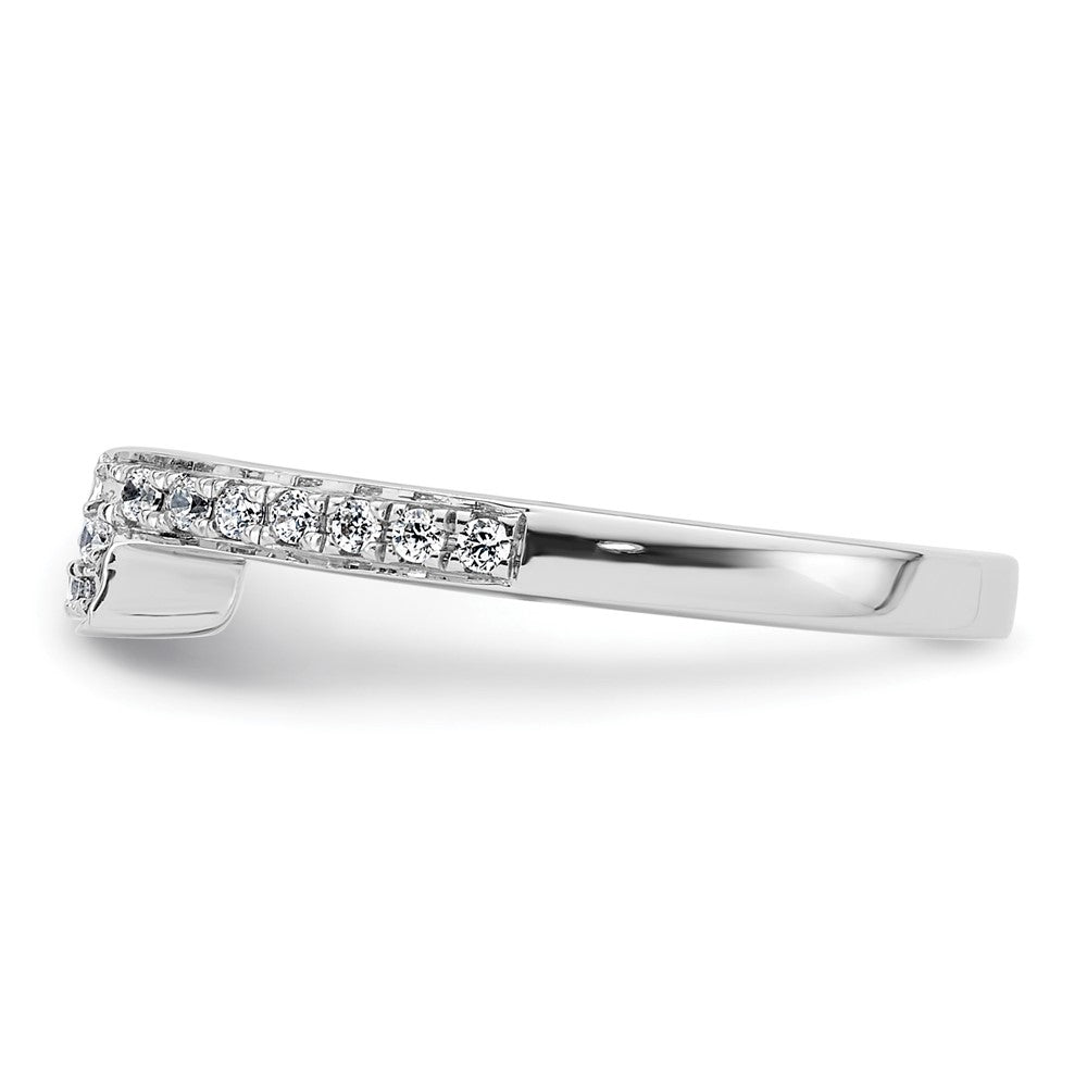 14K White Gold 1/6 carat Diamond Contoured Complete Wedding Band