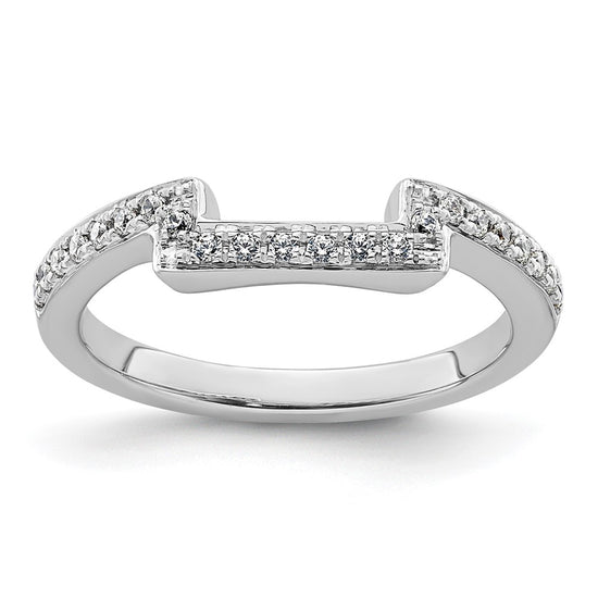 14K White Gold 1/6 carat Diamond Contoured Complete Wedding Band