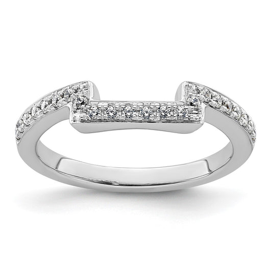 14K White Gold 1/6 carat Diamond Contoured Complete Wedding Band