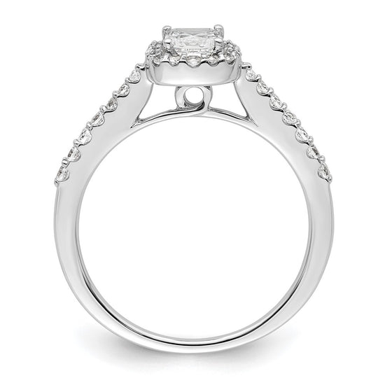 14K White Gold Halo Plus (Holds 1/2 carat (4.3mm) Princess Center) 1/3 carat Diamond Semi-Mount Engagement Ring