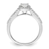 14K White Gold Halo Plus (Holds 1/2 carat (4.3mm) Princess Center) 1/3 carat Diamond Semi-Mount Engagement Ring