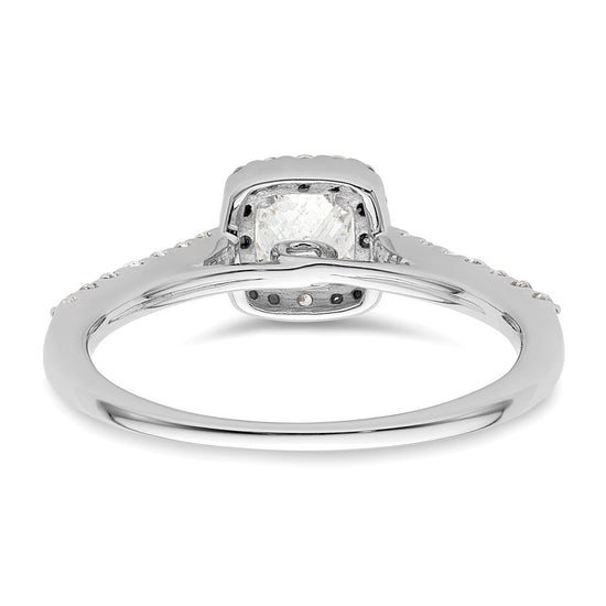 14K White Gold Halo Plus (Holds 1/2 carat (4.3mm) Princess Center) 1/3 carat Diamond Semi-Mount Engagement Ring