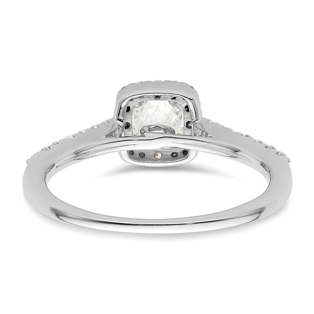 14K White Gold Halo Plus (Holds 1/2 carat (4.3mm) Princess Center) 1/3 carat Diamond Semi-Mount Engagement Ring