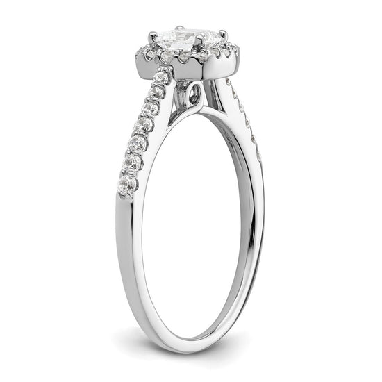 14K White Gold Halo Plus (Holds 1/2 carat (4.3mm) Princess Center) 1/3 carat Diamond Semi-Mount Engagement Ring