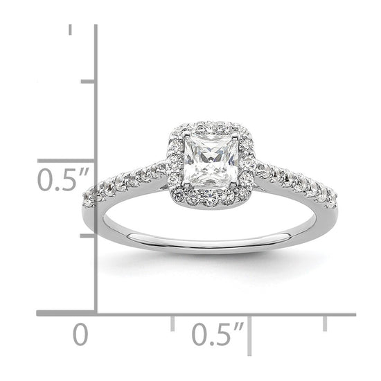 14K White Gold Halo Plus (Holds 1/2 carat (4.3mm) Princess Center) 1/3 carat Diamond Semi-Mount Engagement Ring