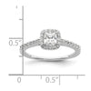 14K White Gold Halo Plus (Holds 1/2 carat (4.3mm) Princess Center) 1/3 carat Diamond Semi-Mount Engagement Ring