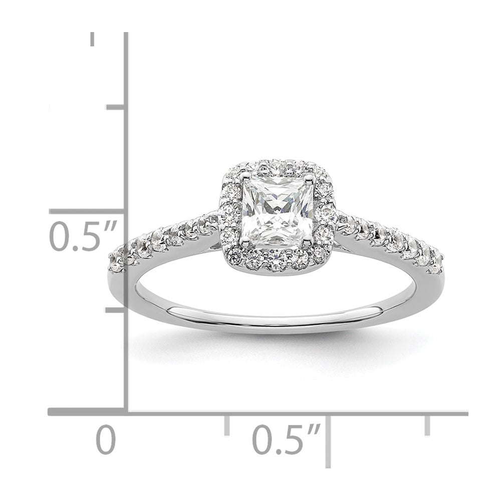 14K White Gold Halo Plus (Holds 1/2 carat (4.3mm) Princess Center) 1/3 carat Diamond Semi-Mount Engagement Ring