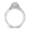 14K White Gold Halo Twist (Holds 1/3 carat (3.8mm) Princess Center) 1/3 carat Diamond Semi-Mount Engagement Ring