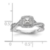 14K White Gold Halo Twist (Holds 1/3 carat (3.8mm) Princess Center) 1/3 carat Diamond Semi-Mount Engagement Ring