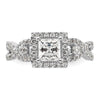 Princess Halo Diamond Semi-mount Engagement Rings