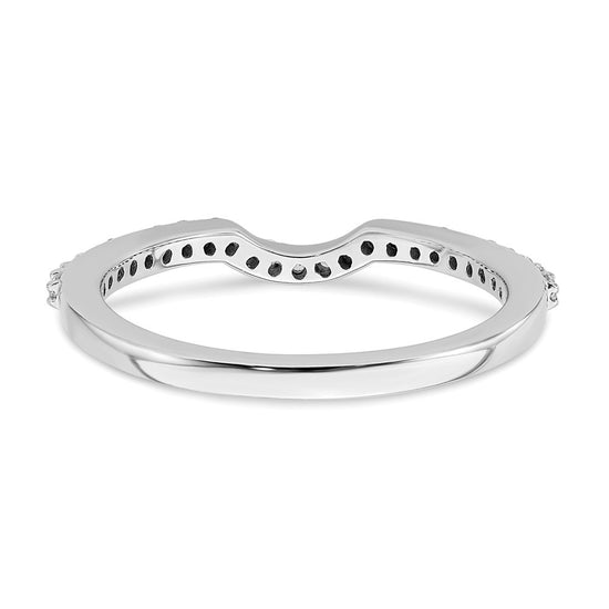 14K White Gold 1/4 carat Diamond Contoured Complete Wedding Band