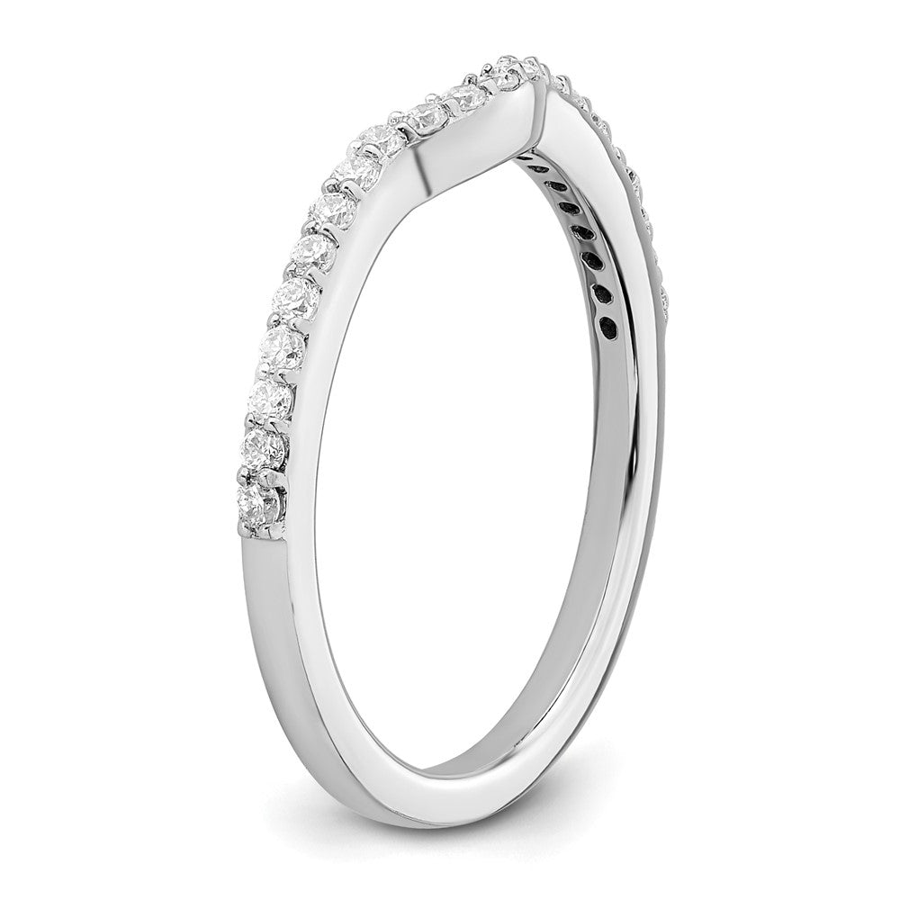 14K White Gold 1/4 carat Diamond Contoured Complete Wedding Band