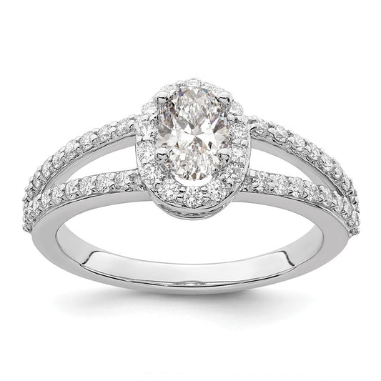 Oval Halo Diamond Semi-mount Engagement Rings